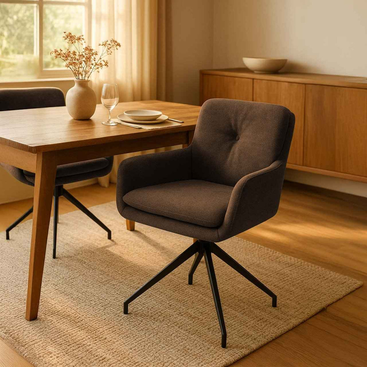 Set van 2 eetkamerstoelen Pickett stof bruin braun