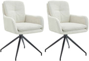 Set van 2 eetkamerstoelen Pickett stof creme creme