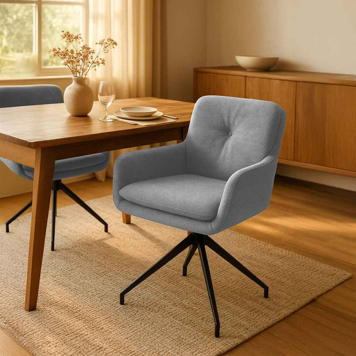 Set van 2 eetkamerstoelen Pickett stof grijs grau
