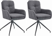 Set van 2 eetkamerstoelen Pickett stof donkergrijs dunkelgrau