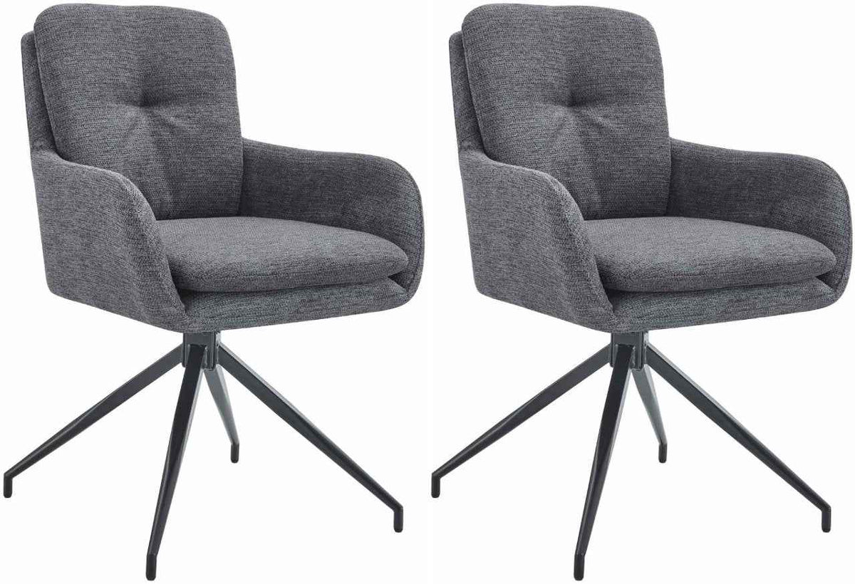 Set van 2 eetkamerstoelen Pickett stof donkergrijs dunkelgrau