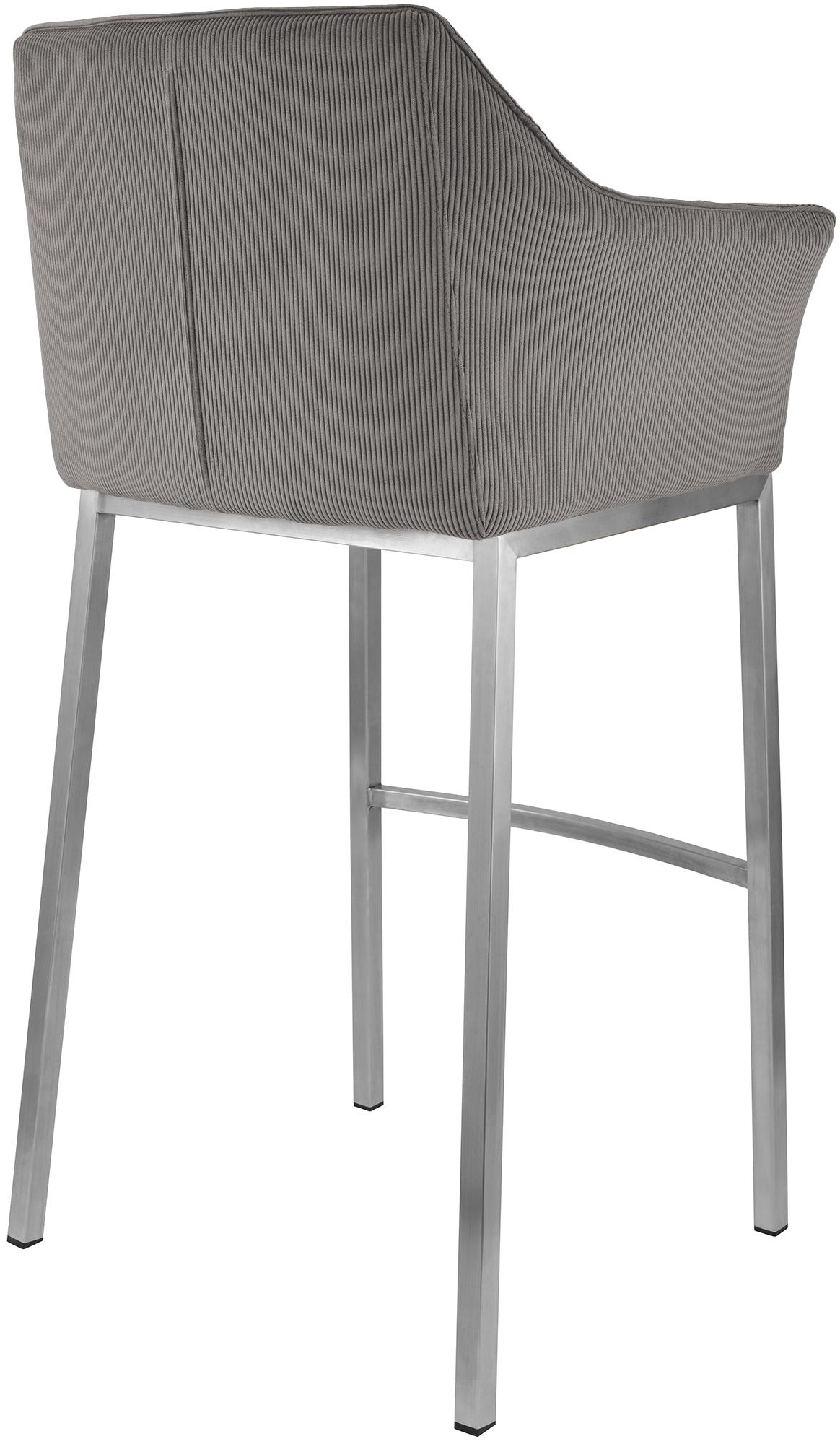 Barkruk Damaso Cord met Vierpootsframe taupe,roestvrij staal taupe