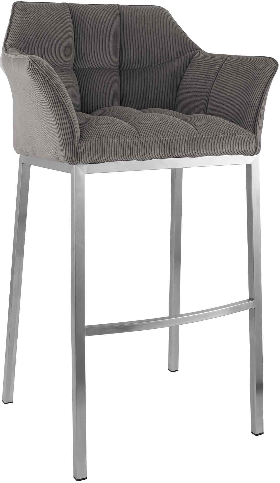 Barkruk Damaso Cord met Vierpootsframe taupe,roestvrij staal taupe