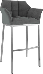 Barkruk Damaso Cord met Vierpootsframe grijs,roestvrij staal grau