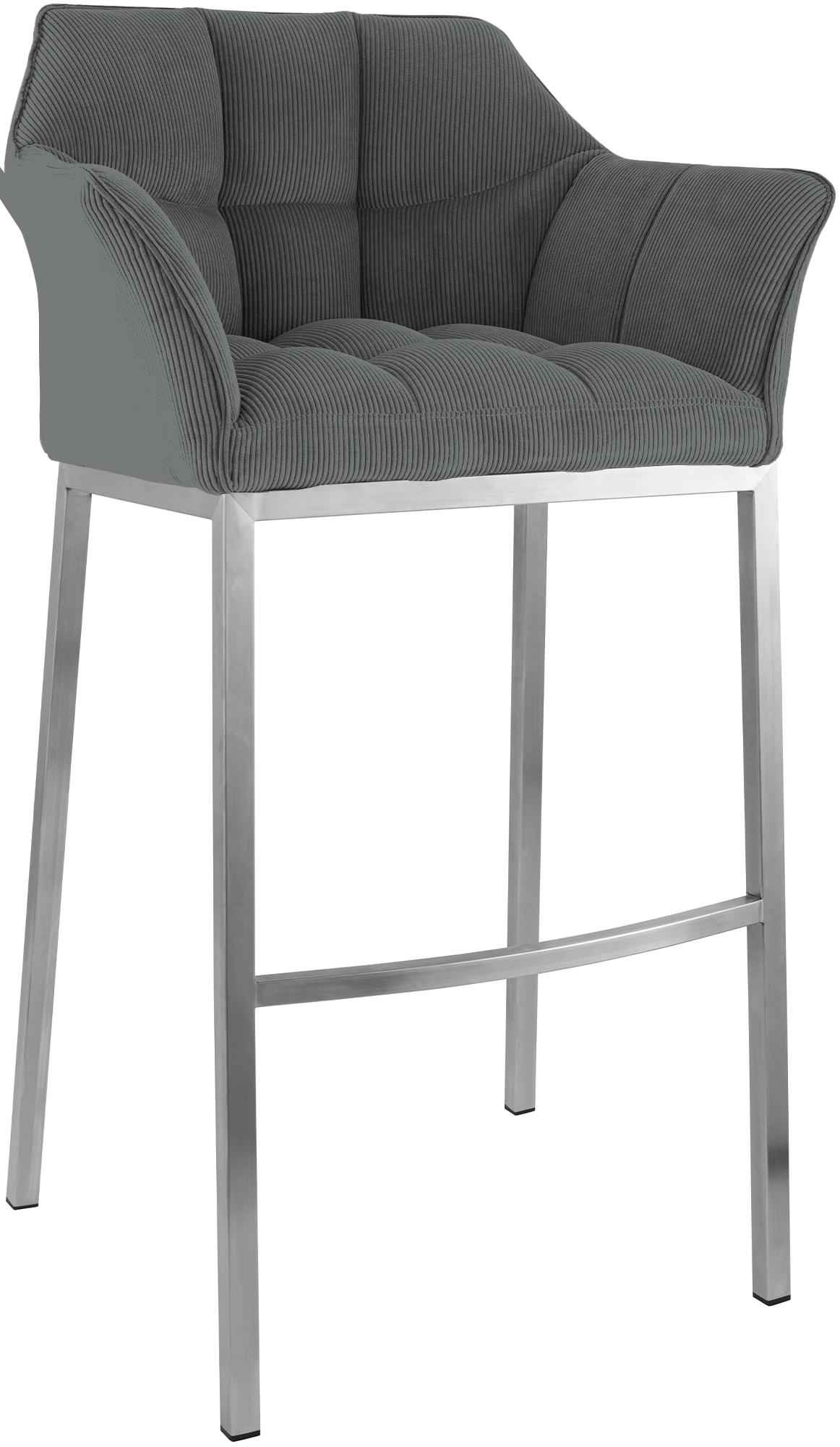 Barkruk Damaso Cord met Vierpootsframe grijs,roestvrij staal grau