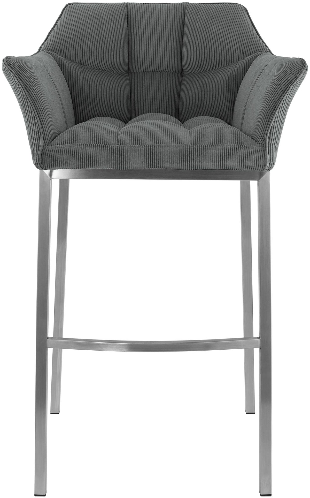 Barkruk Damaso Cord met Vierpootsframe grijs,roestvrij staal grau
