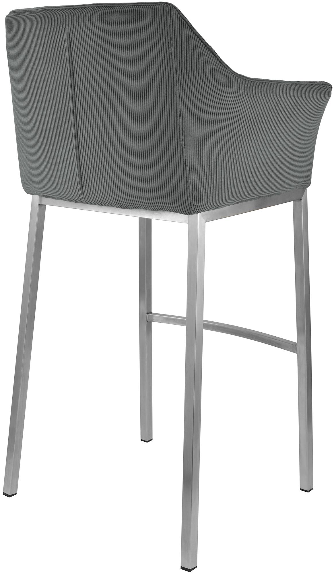 Barkruk Damaso Cord met Vierpootsframe grijs,roestvrij staal grau