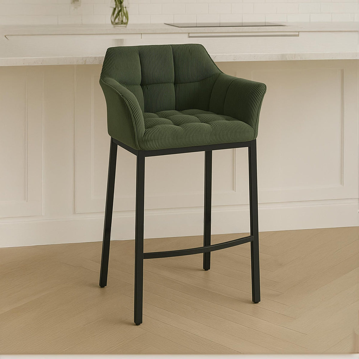 Barkruk Damaso Cord met Vierpootsframe groen,zwart grün