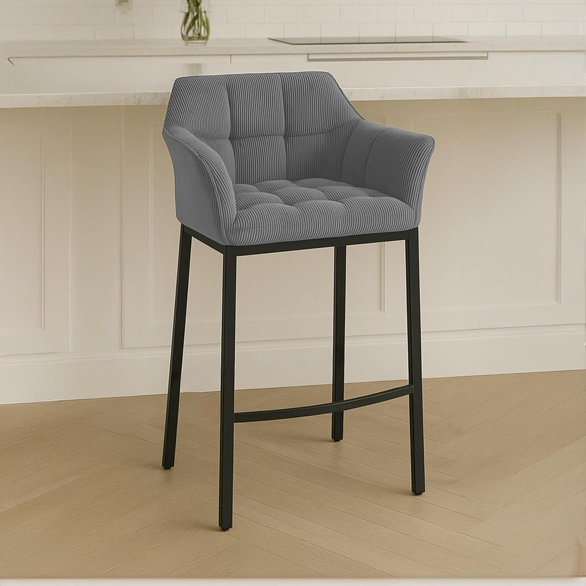Barkruk Damaso Cord met Vierpootsframe grijs,zwart grau