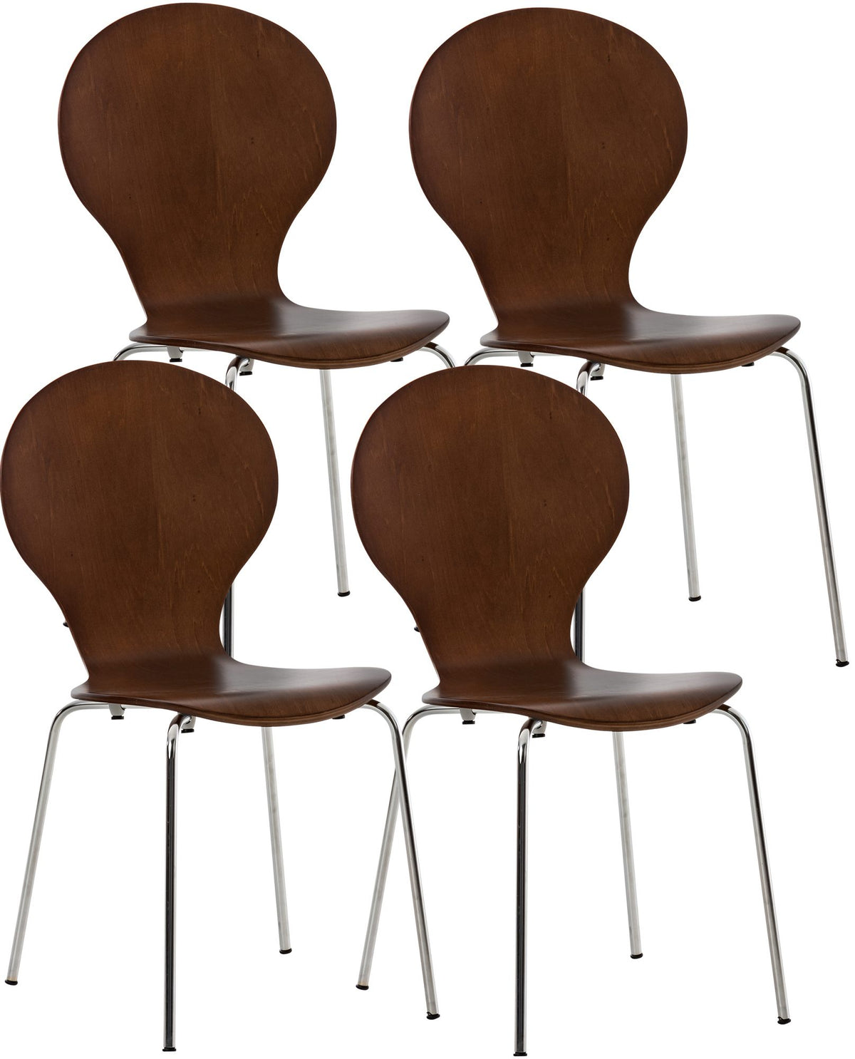 Set van 4 stapelstoelen Diego bruin braun