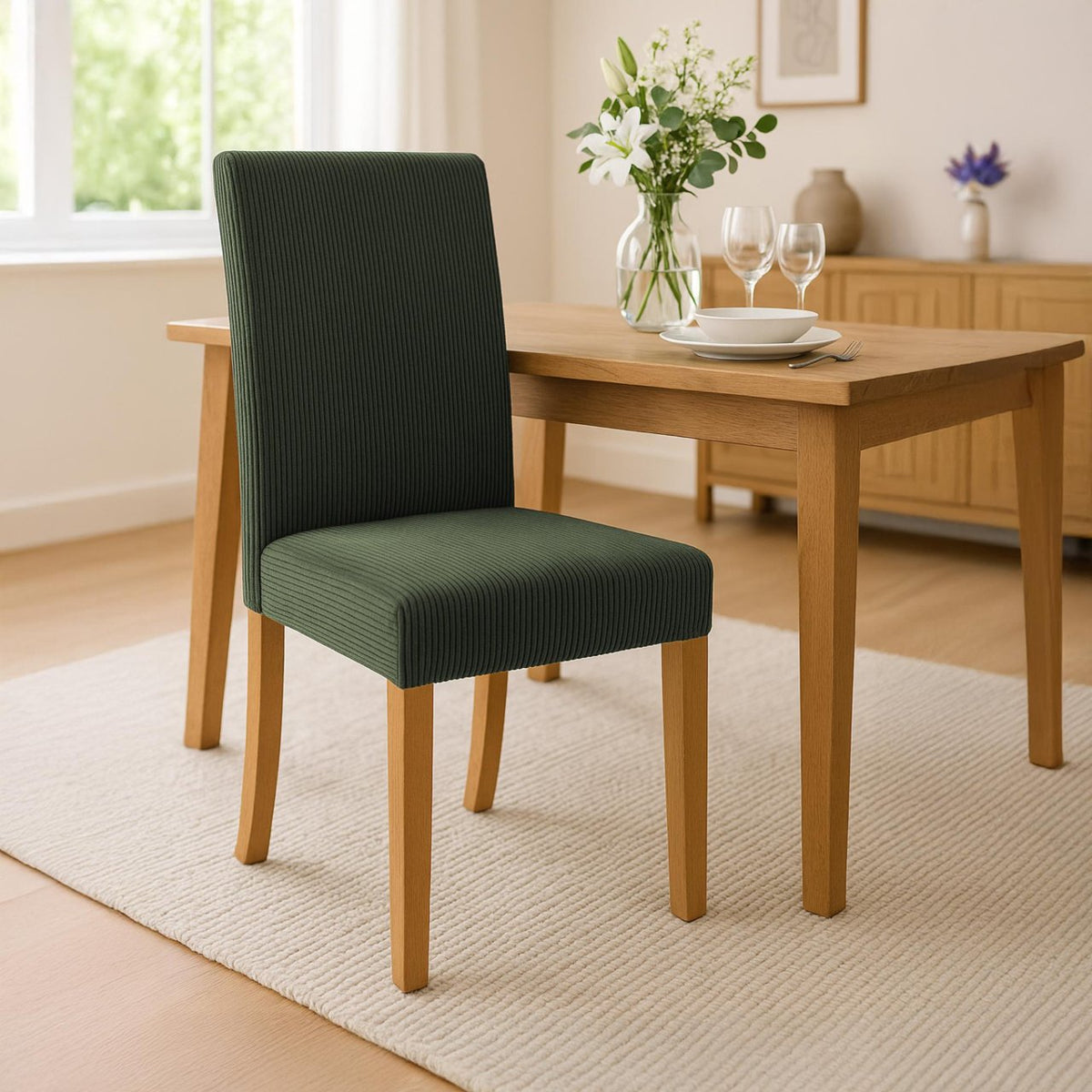 Set van 2 eetkamerstoelen Ina Cord groen,antiek licht grün