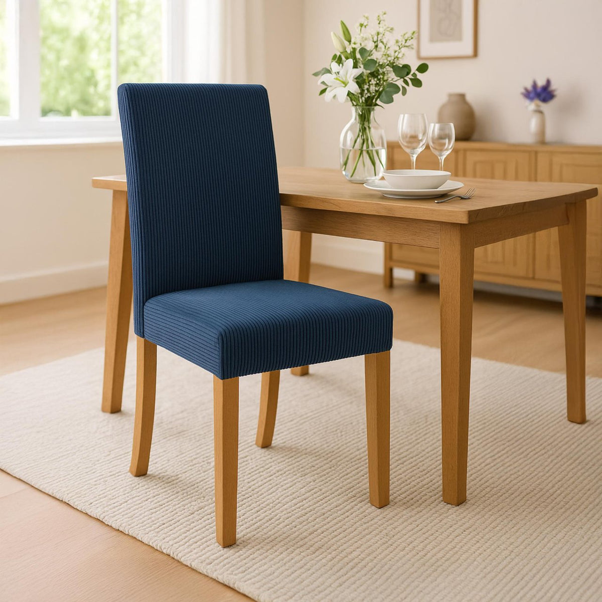 Set van 2 eetkamerstoelen Ina Cord blauw,antiek licht blau