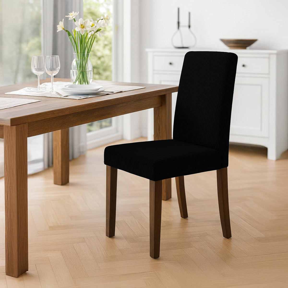 Set van 2 eetkamerstoelen Ina Cord zwart,antiek donker schwarz