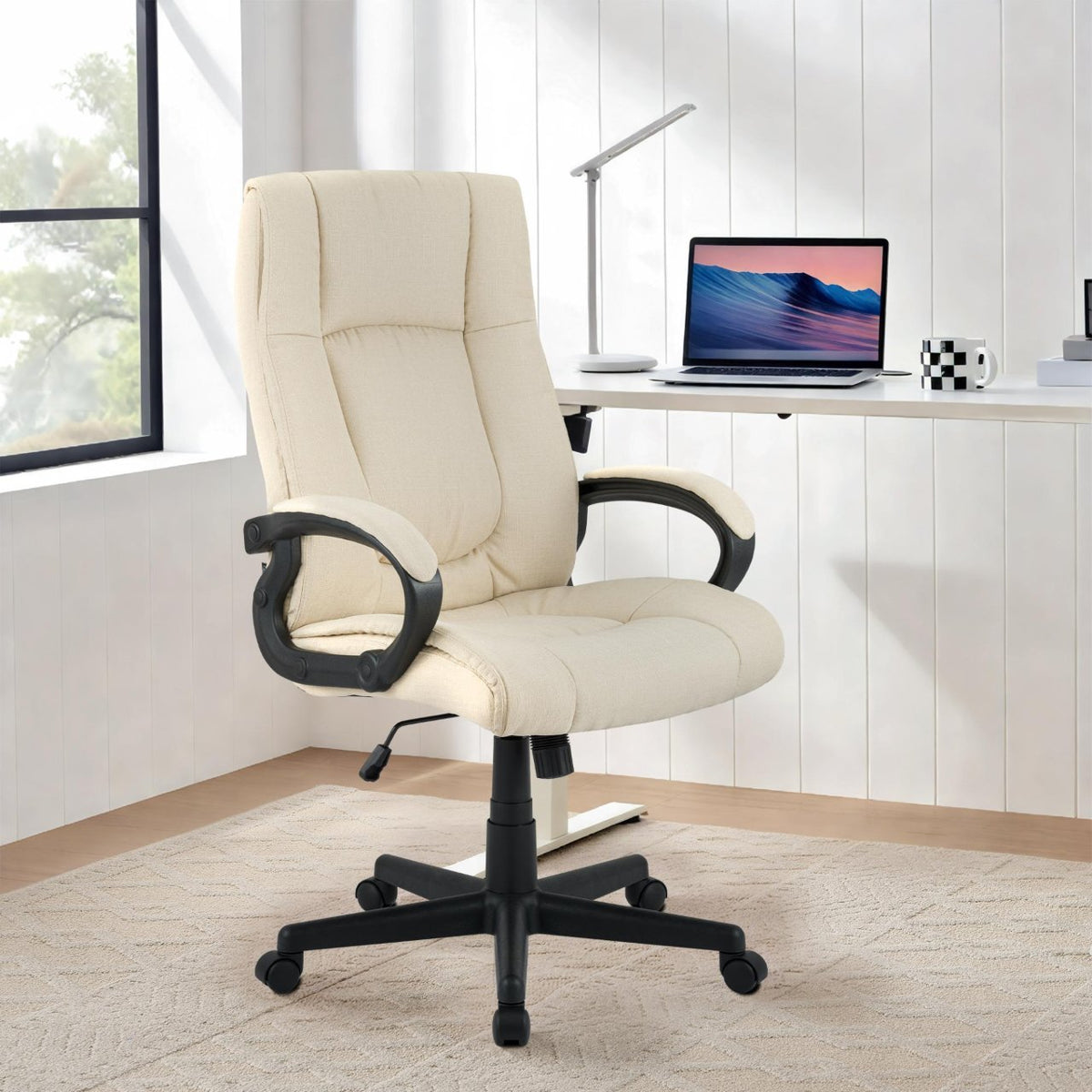 Bureaustoel XL Sparta Stof creme creme