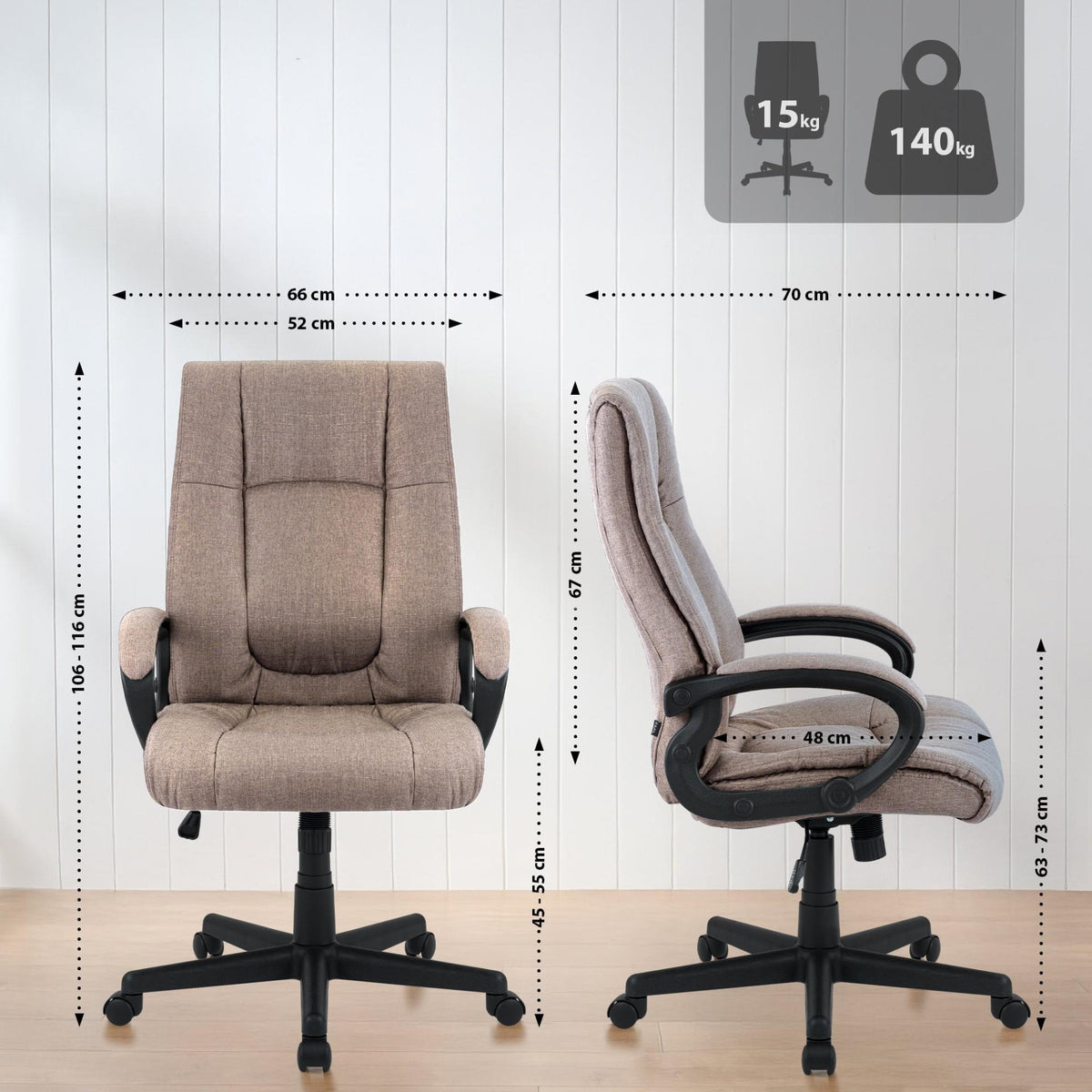Bureaustoel XL Sparta Stof taupe taupe