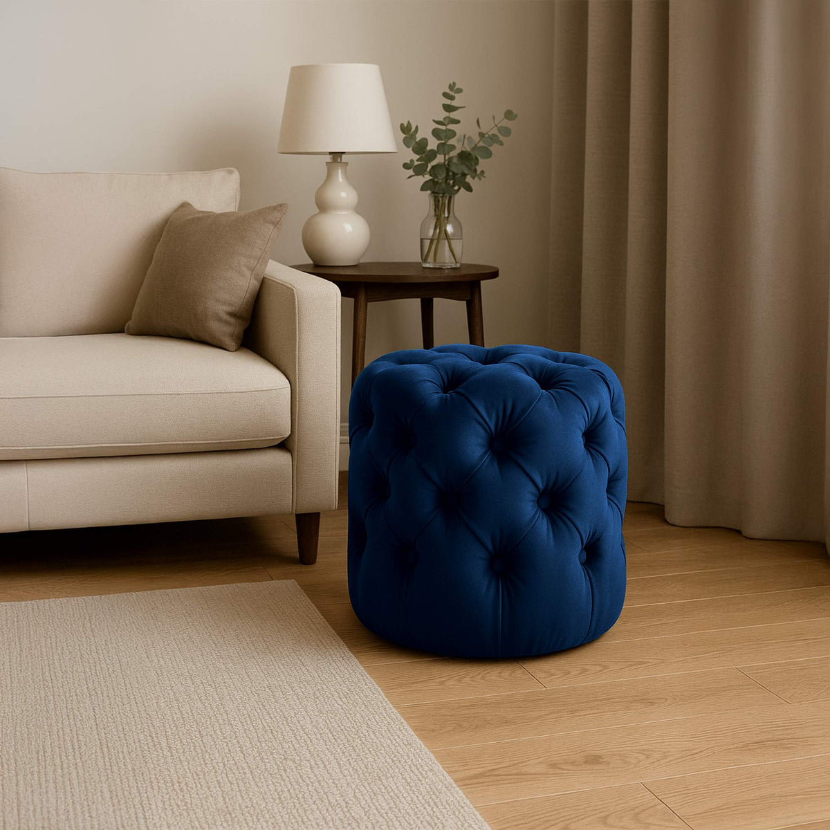 Poef Drancy Fluweel blauw,M blau