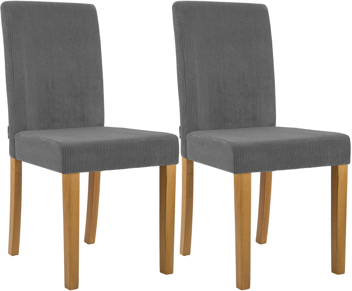 Set van 2 eetkamerstoelen Ina Cord grijs,antiek licht grau