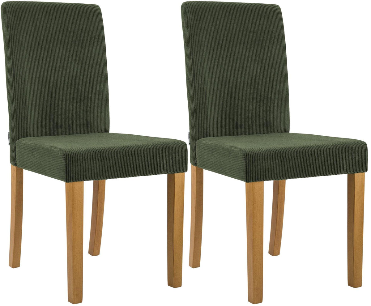 Set van 2 eetkamerstoelen Ina Cord groen,antiek licht grün