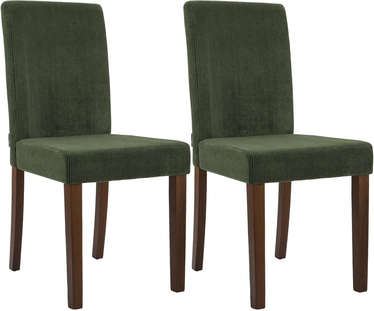 Set van 2 eetkamerstoelen Ina Cord groen,antiek donker grün
