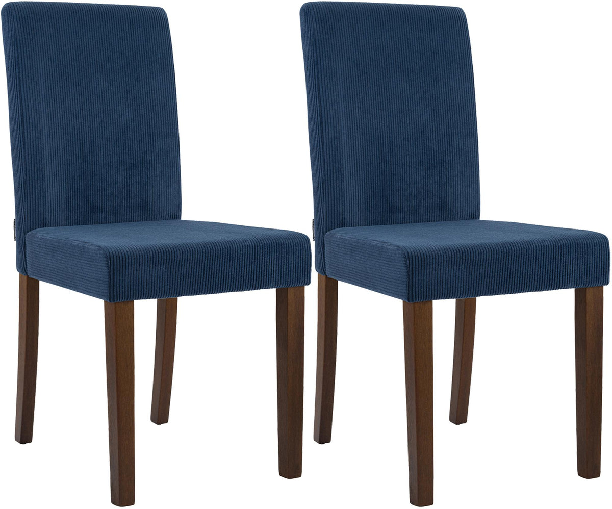 Set van 2 eetkamerstoelen Ina Cord blauw,antiek donker blau