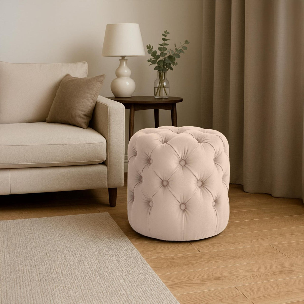 Poef Drancy Fluweel creme,M creme