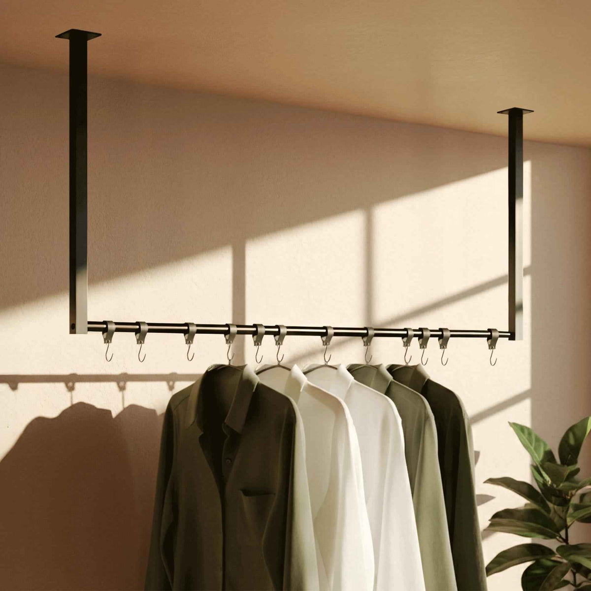 Kledingstang Fenton met 12 haken 100x60 cm schwarz