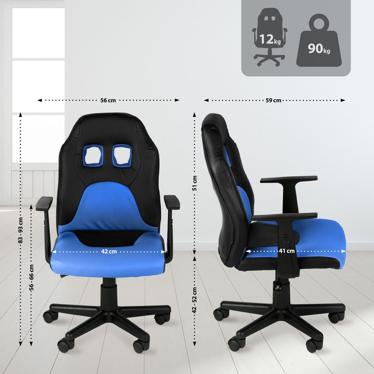 Bureaustoel Fun voor kinderen zwart/blauw schwarz/blau