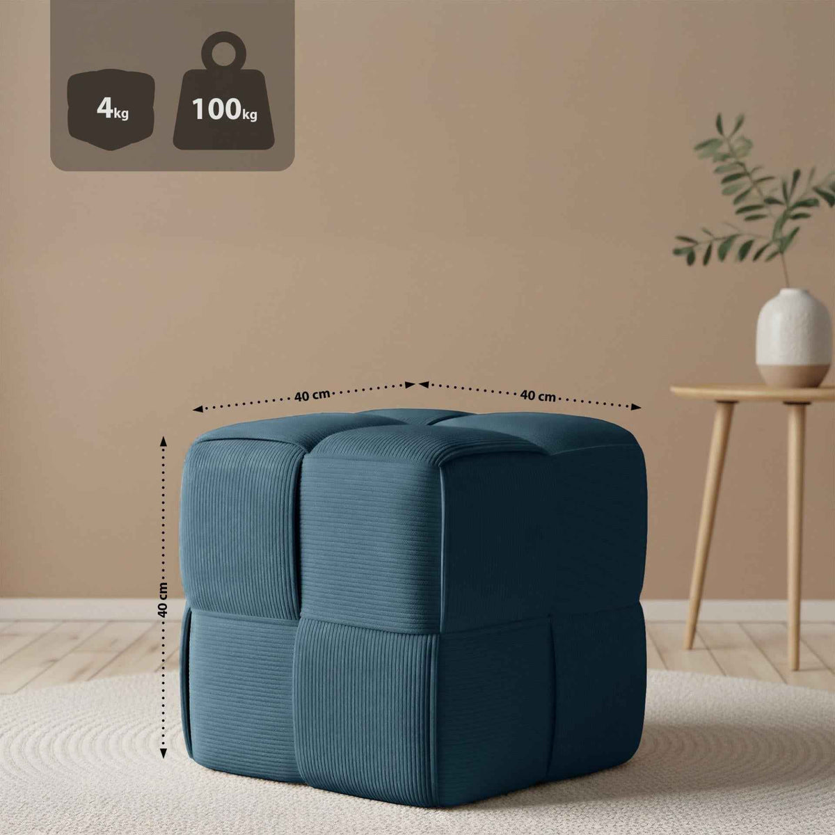 Sitzhocker Forinta Cord dunkelblau