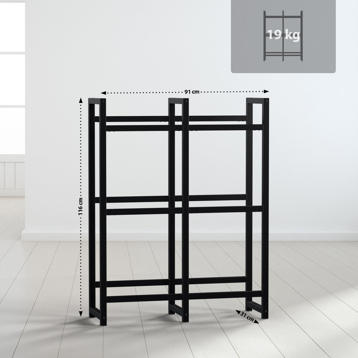 Krattenrek Stack zwart,116x91x31 cm schwarz
