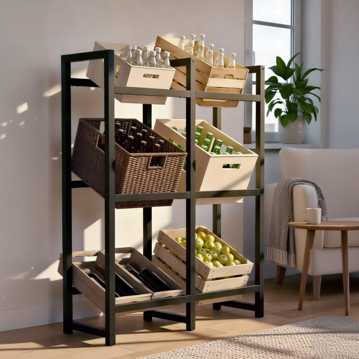 Krattenrek Stack zwart,116x91x31 cm schwarz