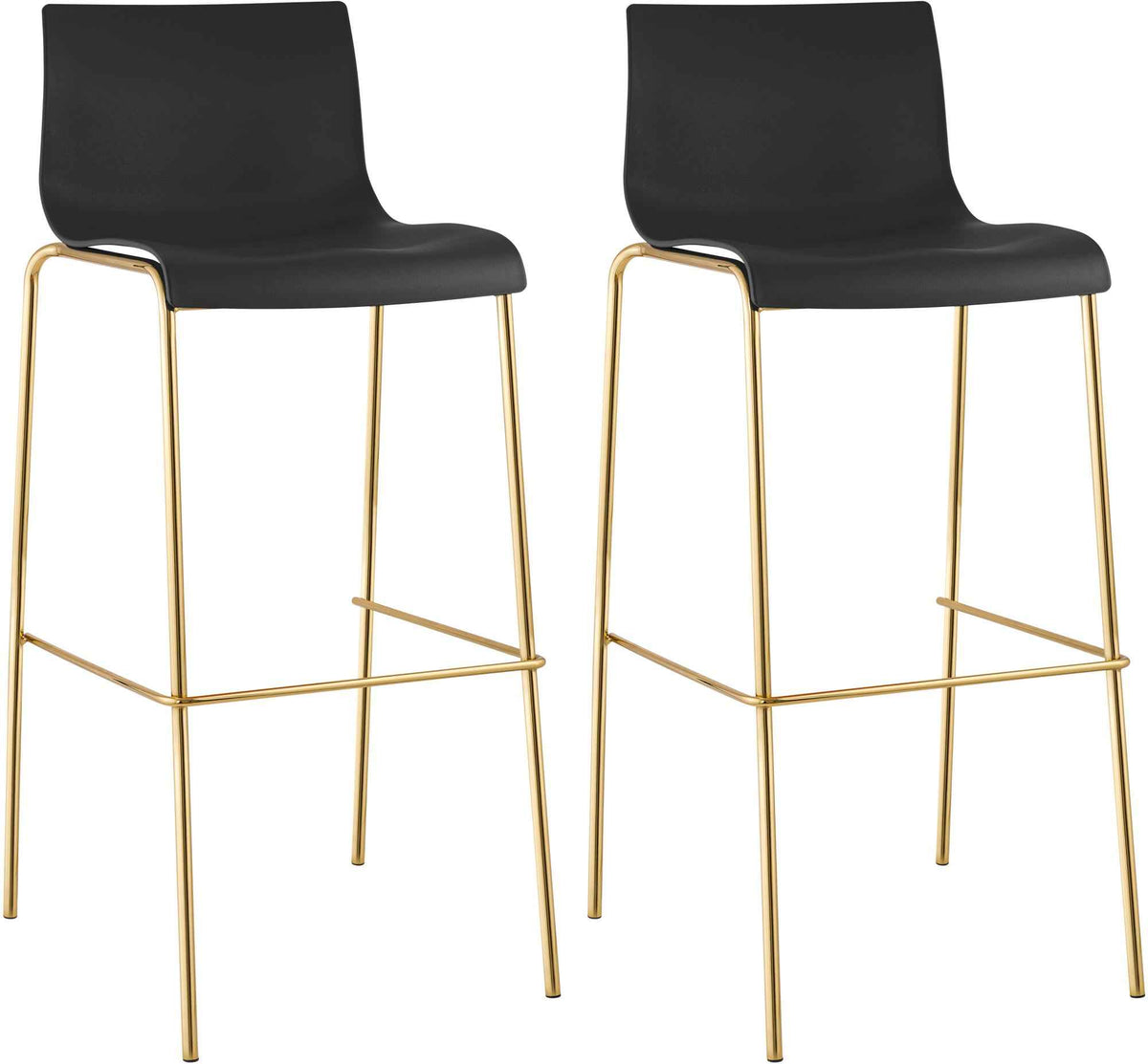 2er Set Barhocker Hoover Kunststoff 4-Fuß Gold schwarz