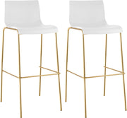 2er Set Barhocker Hoover Kunststoff 4-Fuß Gold weiß
