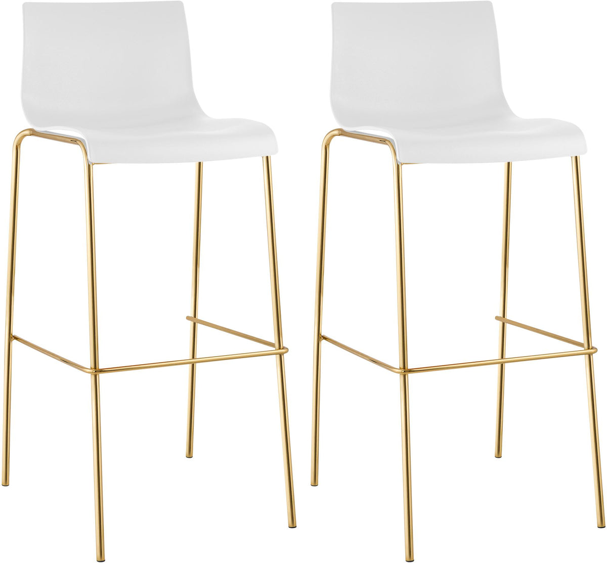 2er Set Barhocker Hoover Kunststoff 4-Fuß Gold weiß