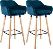 Set van 2 barkrukken Grant Fluweel blauw blau