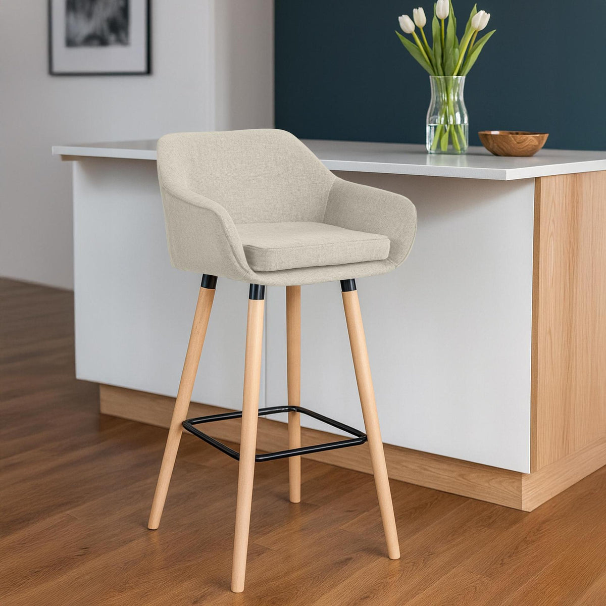 Set van 2 Barkrukken Grant stof creme creme