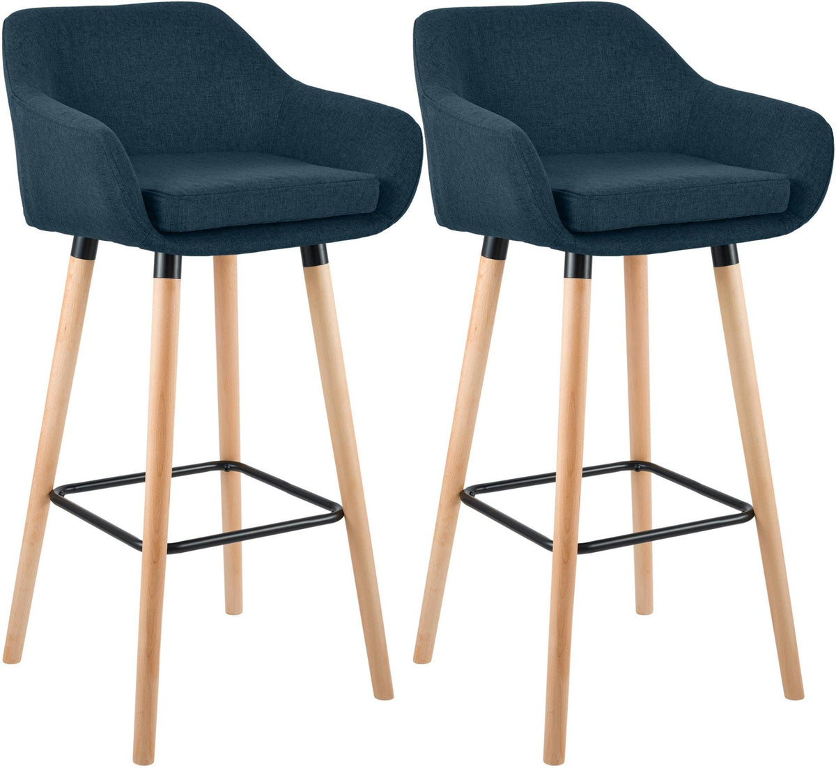 Set van 2 Barkrukken Grant stof blauw blau