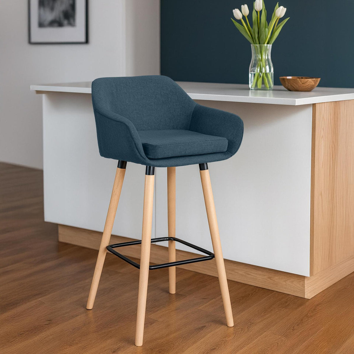 Set van 2 Barkrukken Grant stof blauw blau