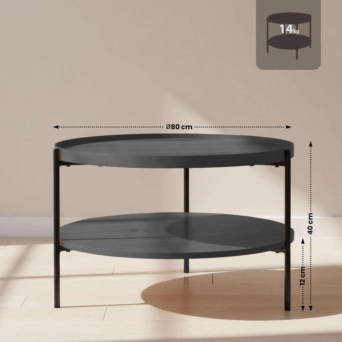 Salontafel Corbitan Ø 80 cm,grijs grau