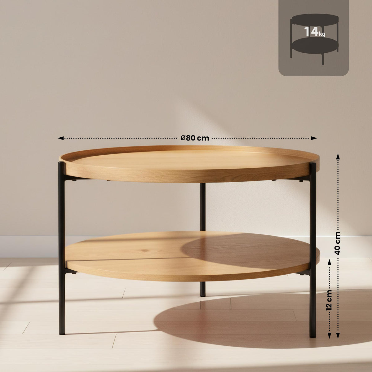 Salontafel Corbitan Ø 80 cm,natura natura