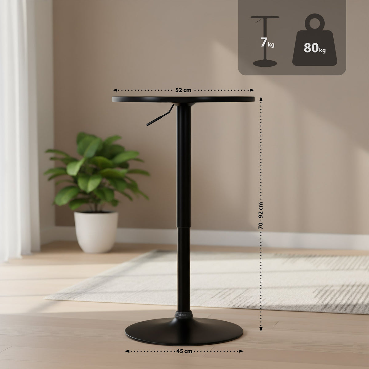 Statafel Xanten Ø 52 cm,zwart/zwart schwarz/schwarz