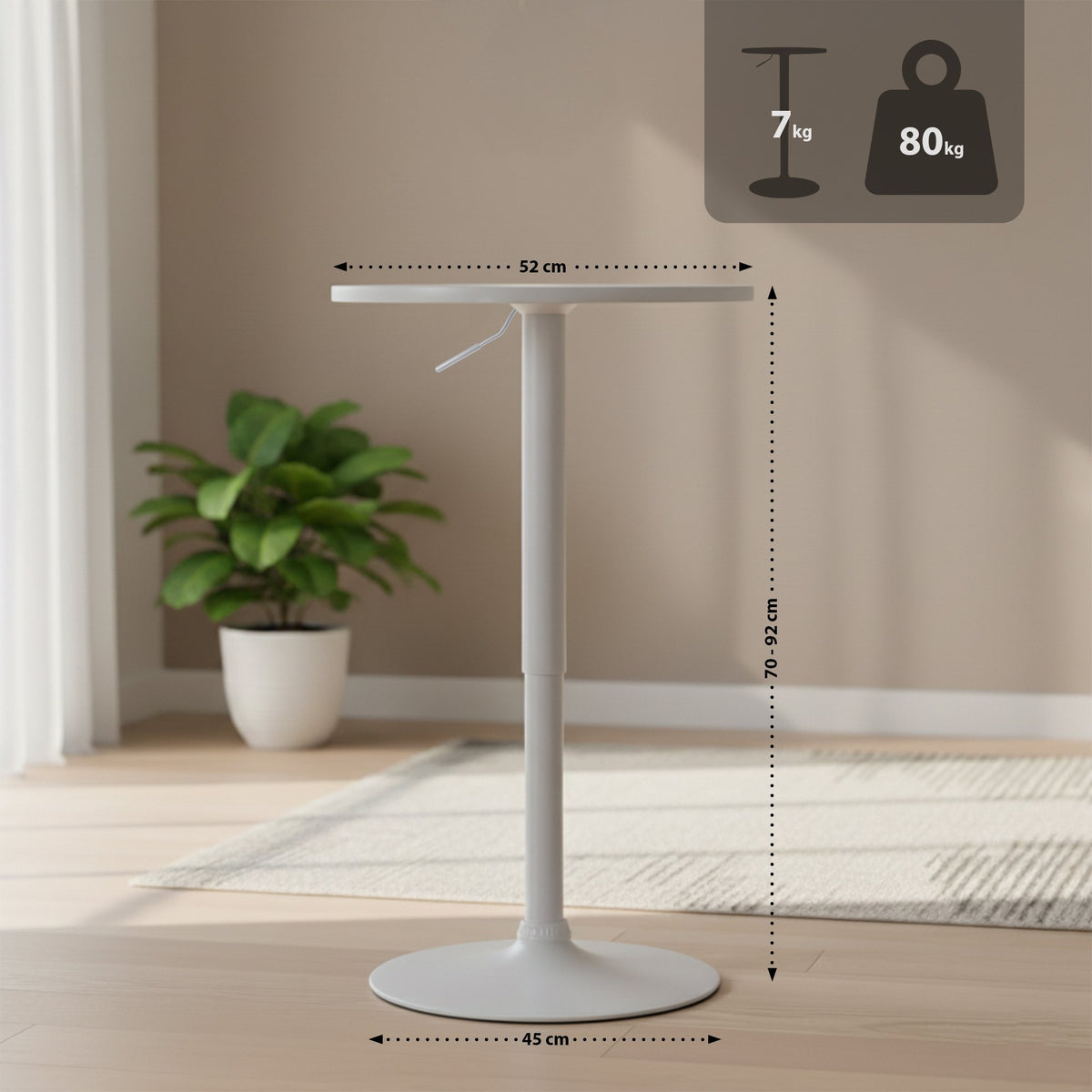 Statafel Xanten Ø 52 cm,wit/wit weiß/weiß