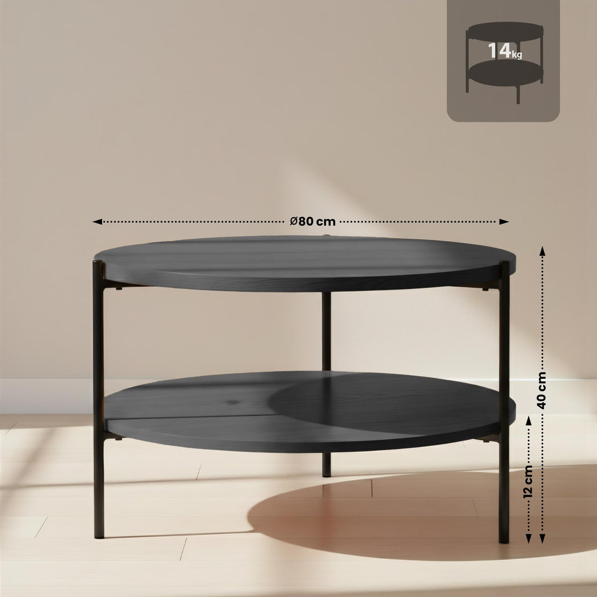 Salontafel Edduma grijs,Ø 80 cm grau