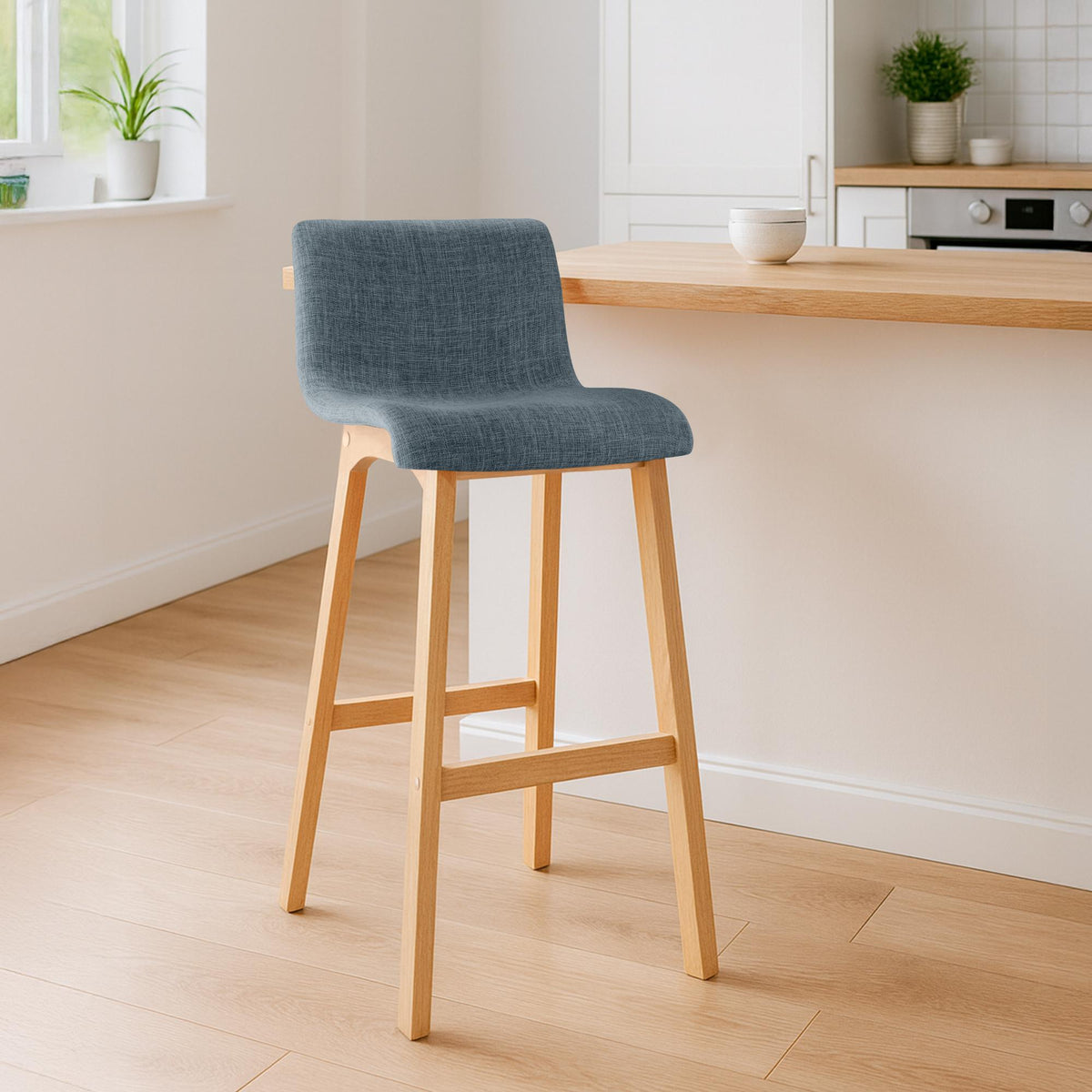 Set van 2 barkrukken Hover Natura Stof blauw blau