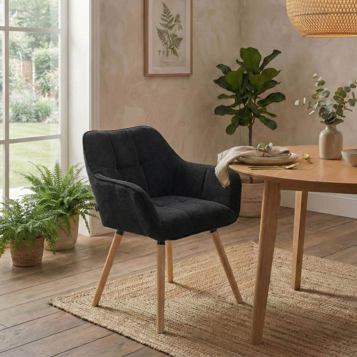 Eetkamerstoel Vienna Cord zwart,natura schwarz