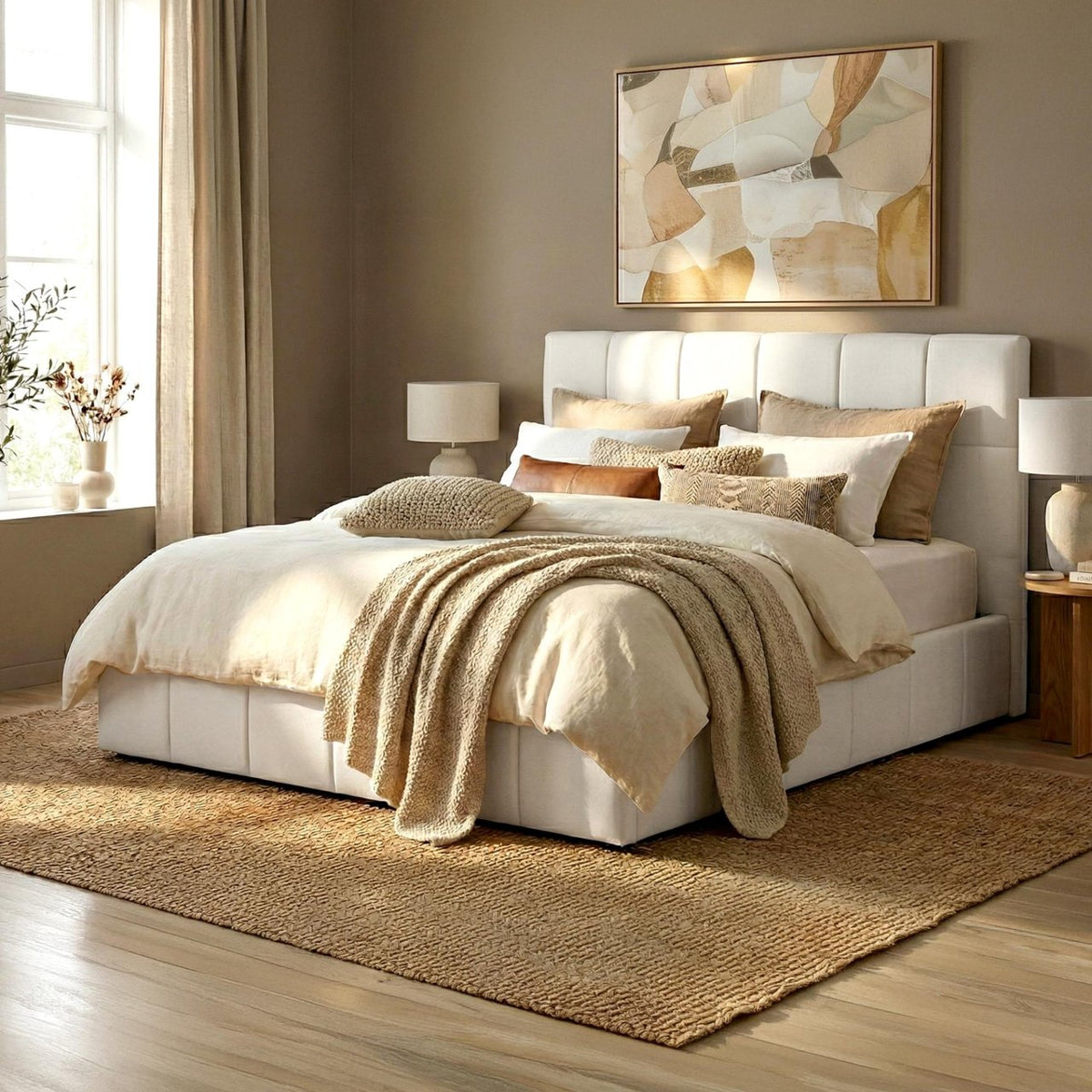 Gestoffeerd bed Ladia creme,160 cm creme