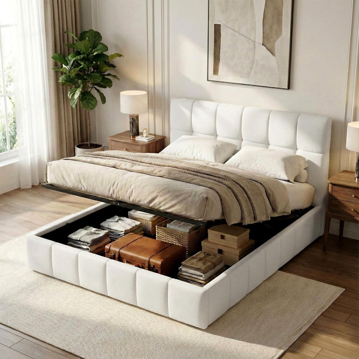 Gestoffeerd bed Ladia creme,160 cm creme