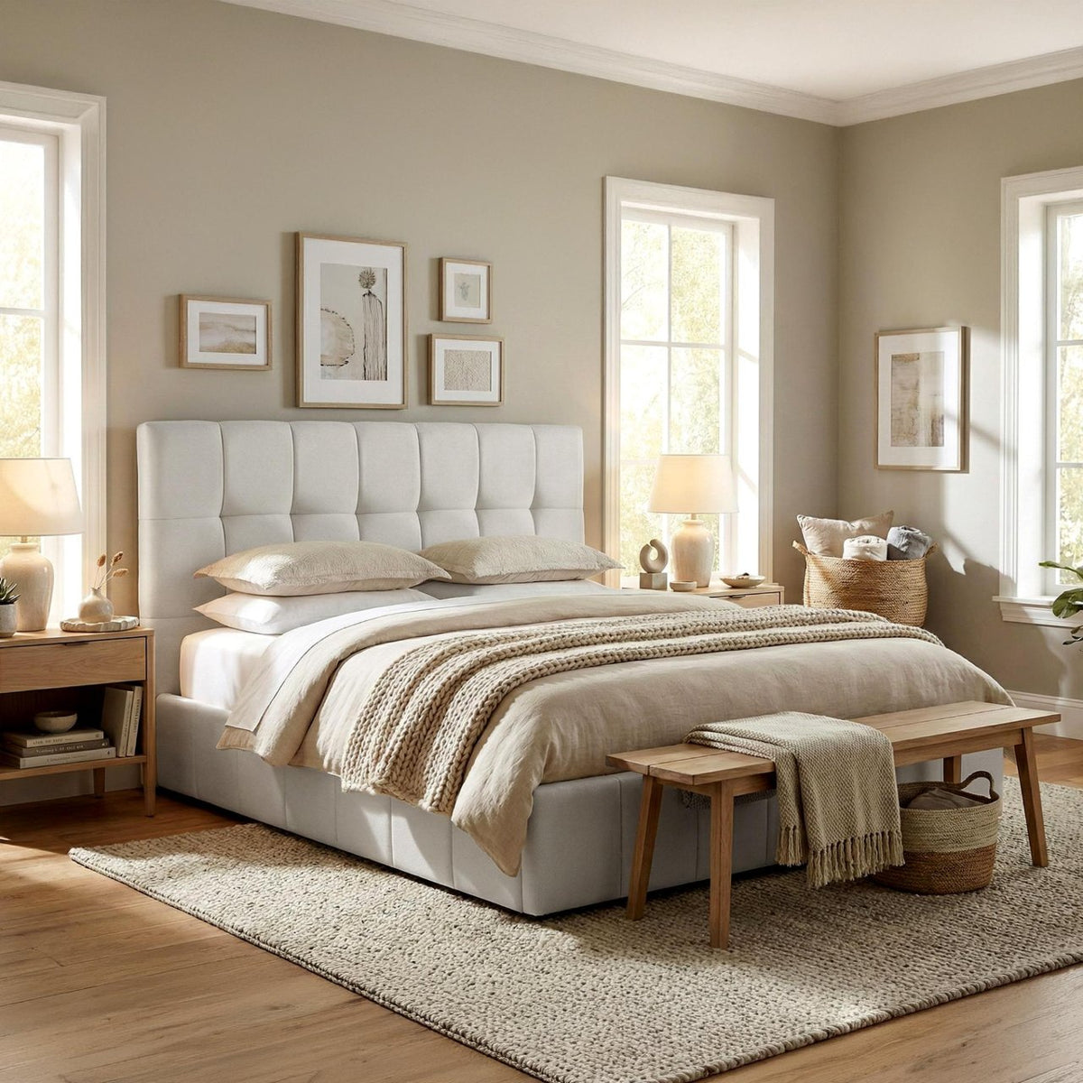 Gestoffeerd bed Ladia creme,180 cm creme