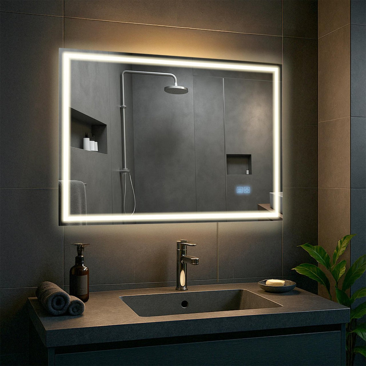 Badkamerspiegel Jaffrey met Bluetooth 50x70 cm klarglas