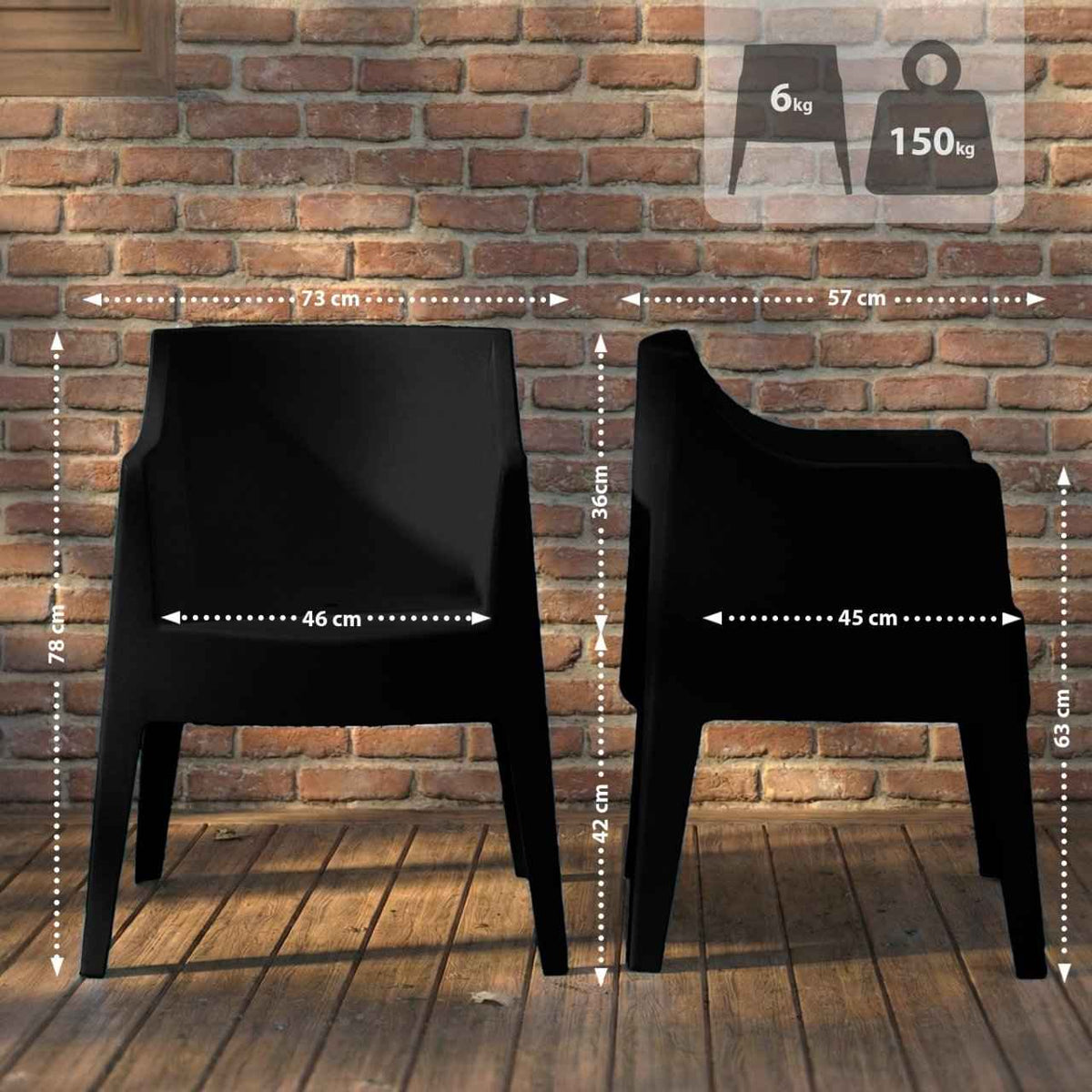 6er Set Stühle Bartal schwarz