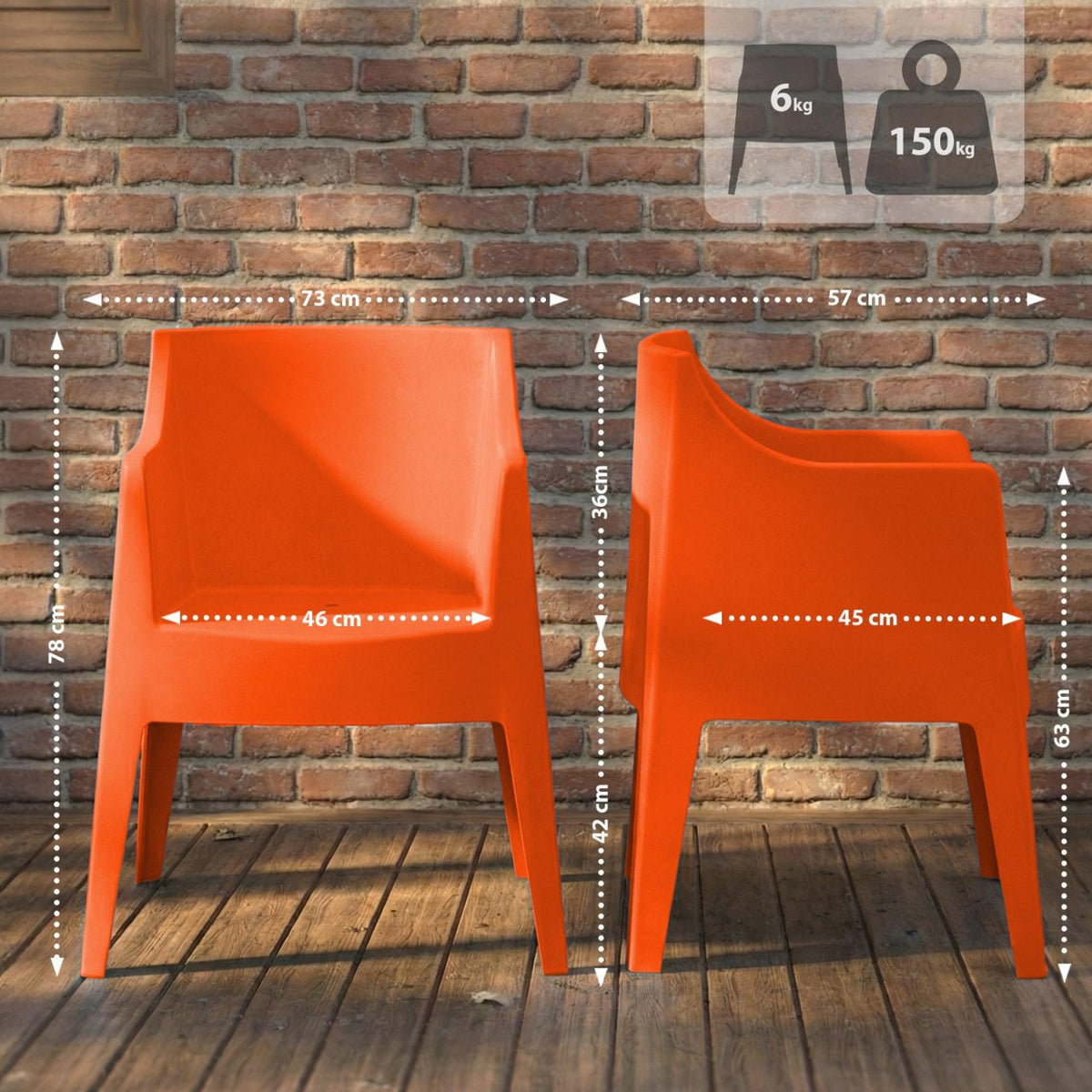 6er Set Stühle Bartal orange